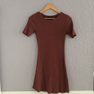 (SOLD) Short sleeve auburn colored dress